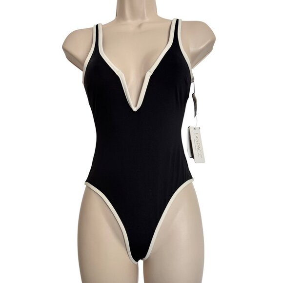 L- Space Coco One Piece Swimsuit Size XS Black White NWT $198 - Picture 1 of 8